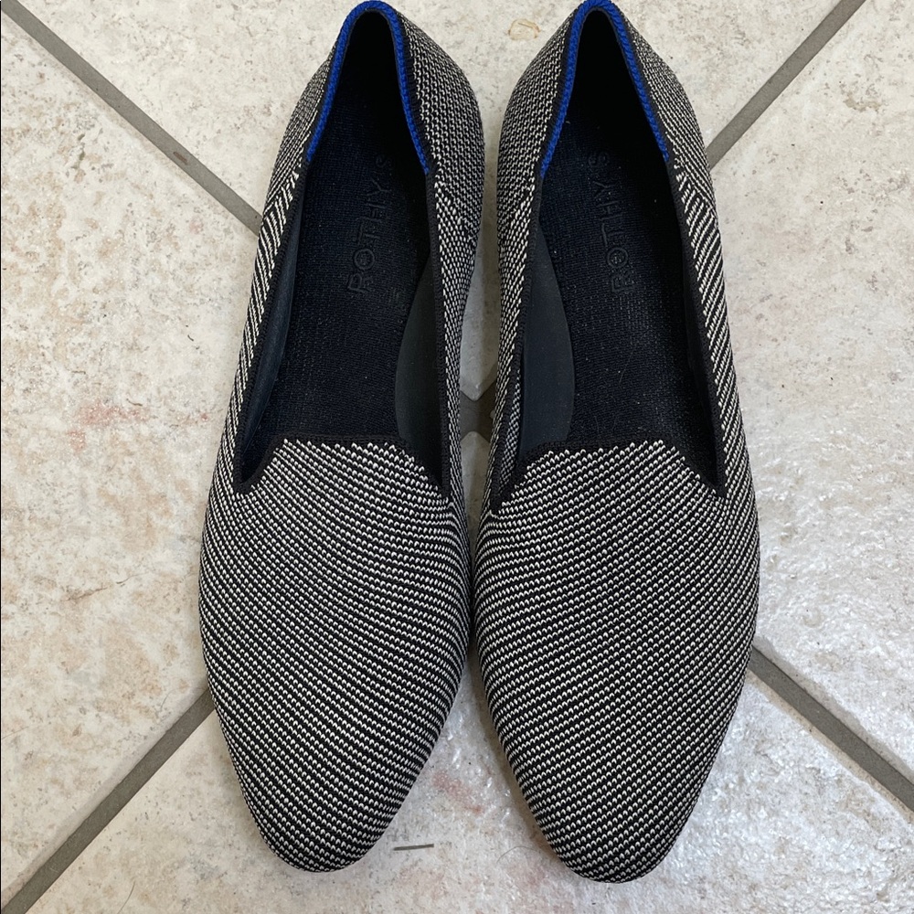 Rothy's Black and White Patterned Loafers Size 9